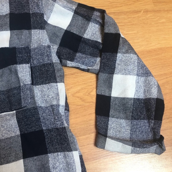 MISS LOVE boho rope neckline plaid shirt blouse M - Picture 8 of 15